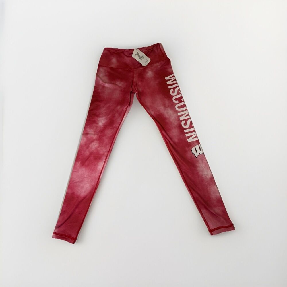 NWT Wisconsin Badgers Zubaz Leggings Women’s Medium Pink Tie Dye Athletic Pants